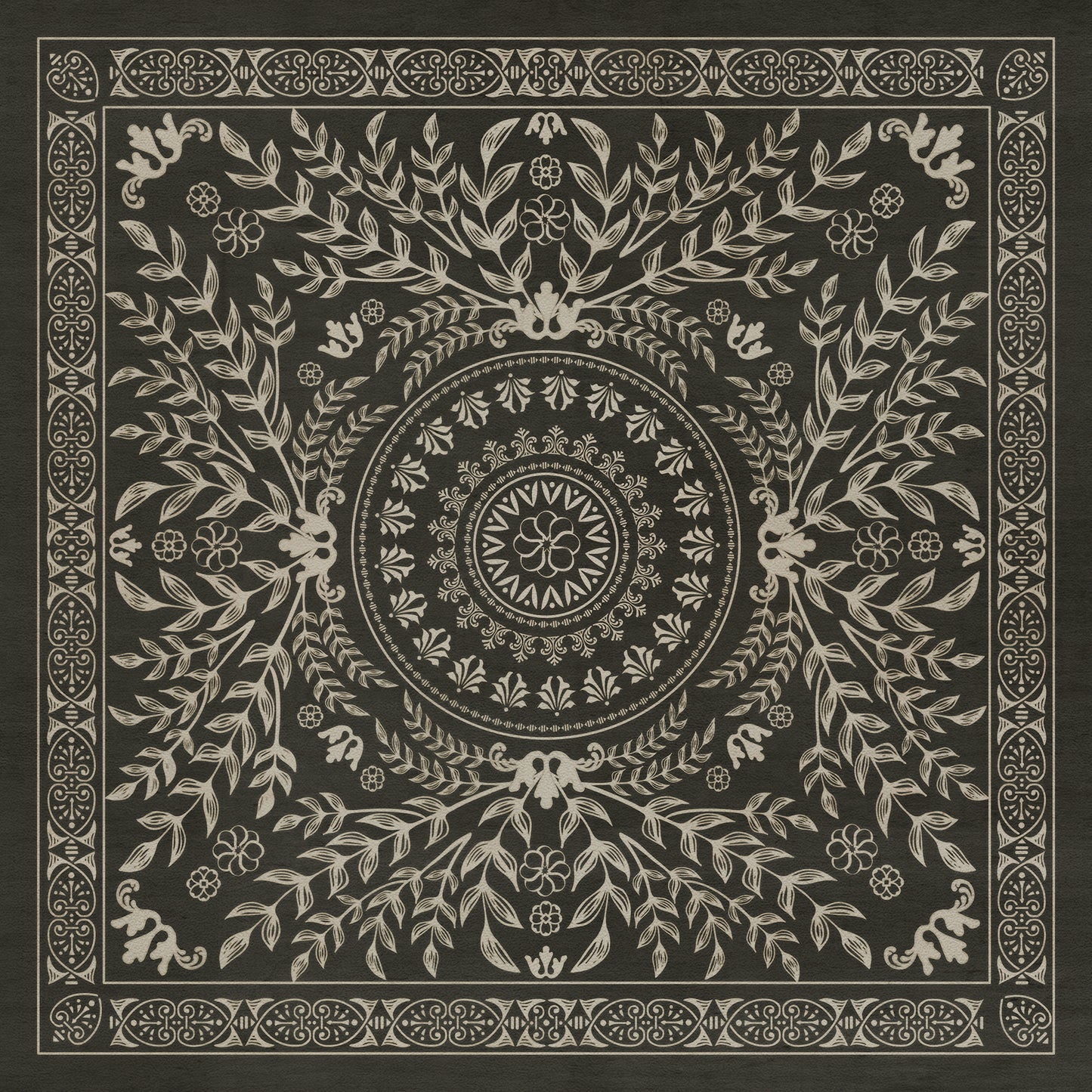 Pattern 40 Villa Lante 36x36 Vintage Vinyl Floorcloth