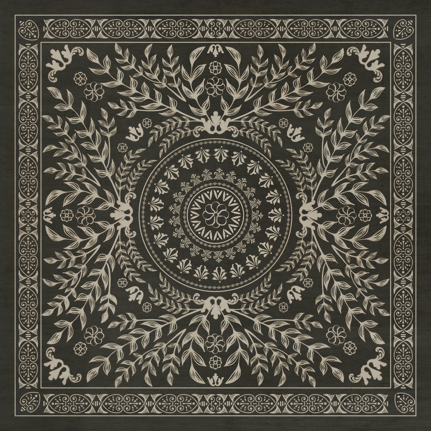 Pattern 40 Villa Lante 48x48 Vintage Vinyl Floorcloth