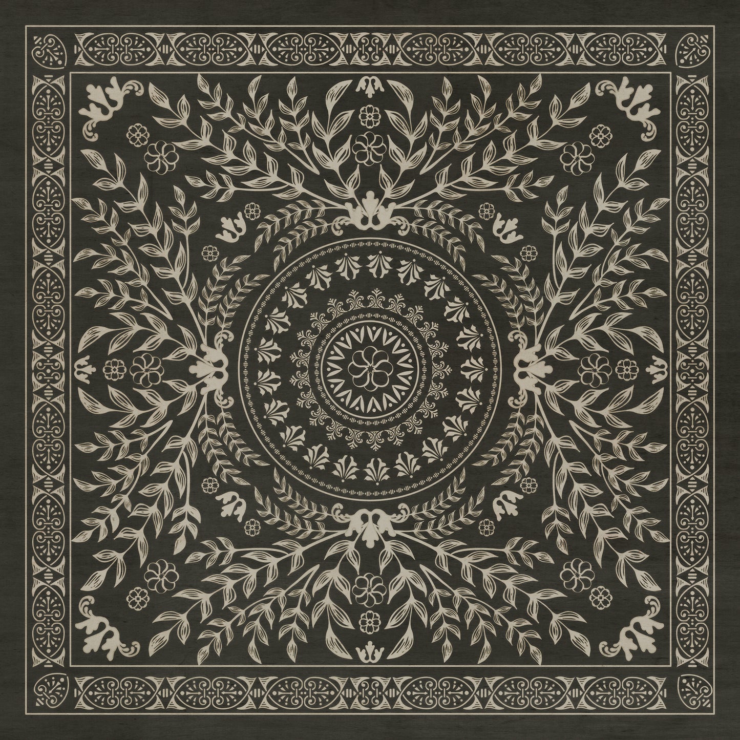 Pattern 40 Villa Lante 96x96 Vintage Vinyl Floorcloth
