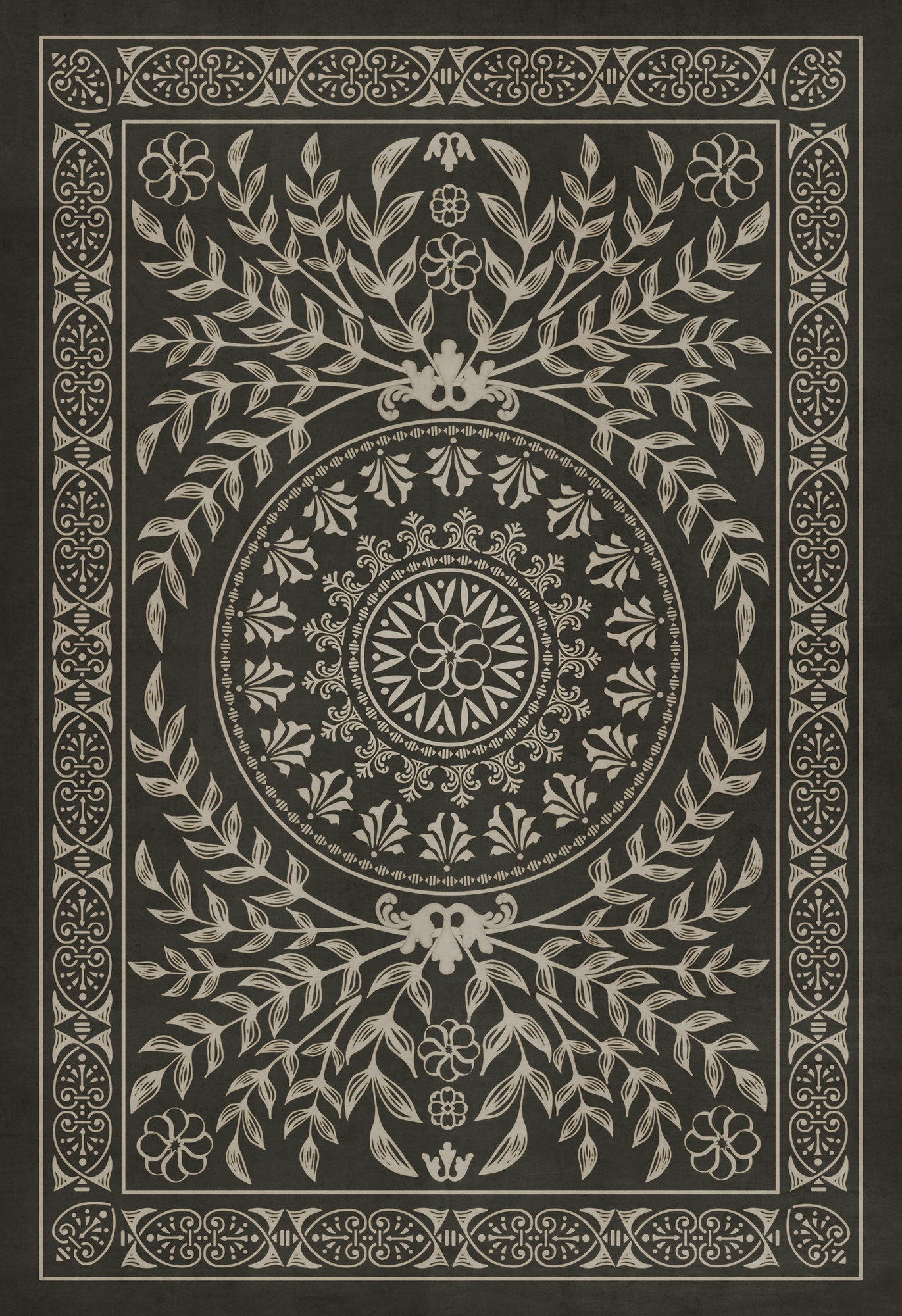 Pattern 40 Villa Lante 96x140 Vintage Vinyl Floorcloth