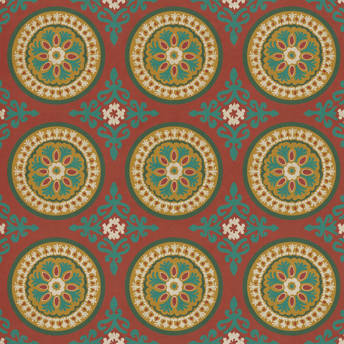 Pattern 43 Awakening 48x48 Vintage Vinyl Floorcloth