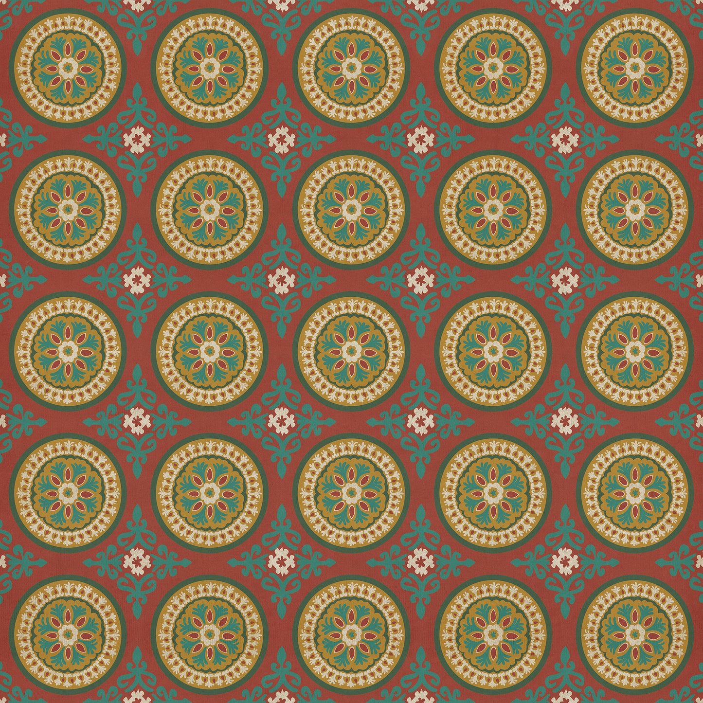 Pattern 43 Awakening 120x120 Vintage Vinyl Floorcloth