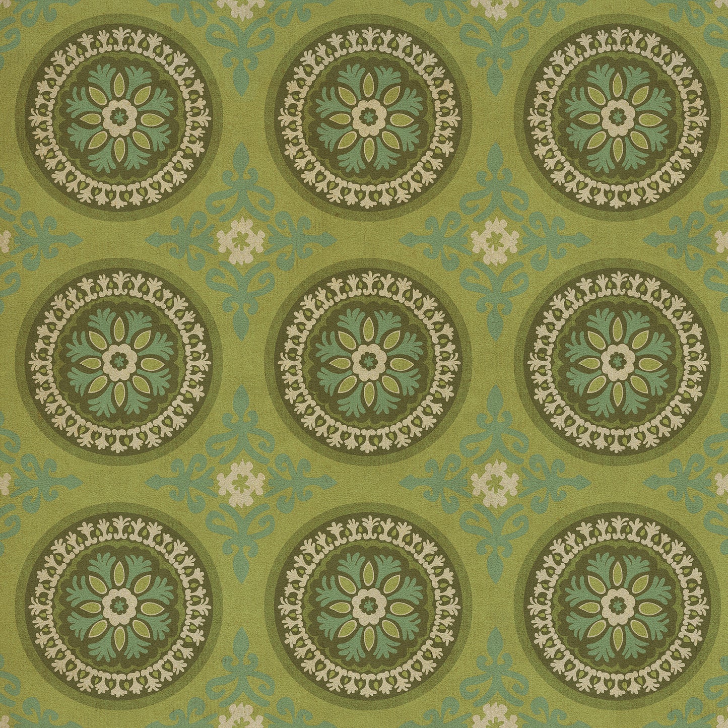 Pattern 43 Dharma 36x36 Vintage Vinyl Floorcloth