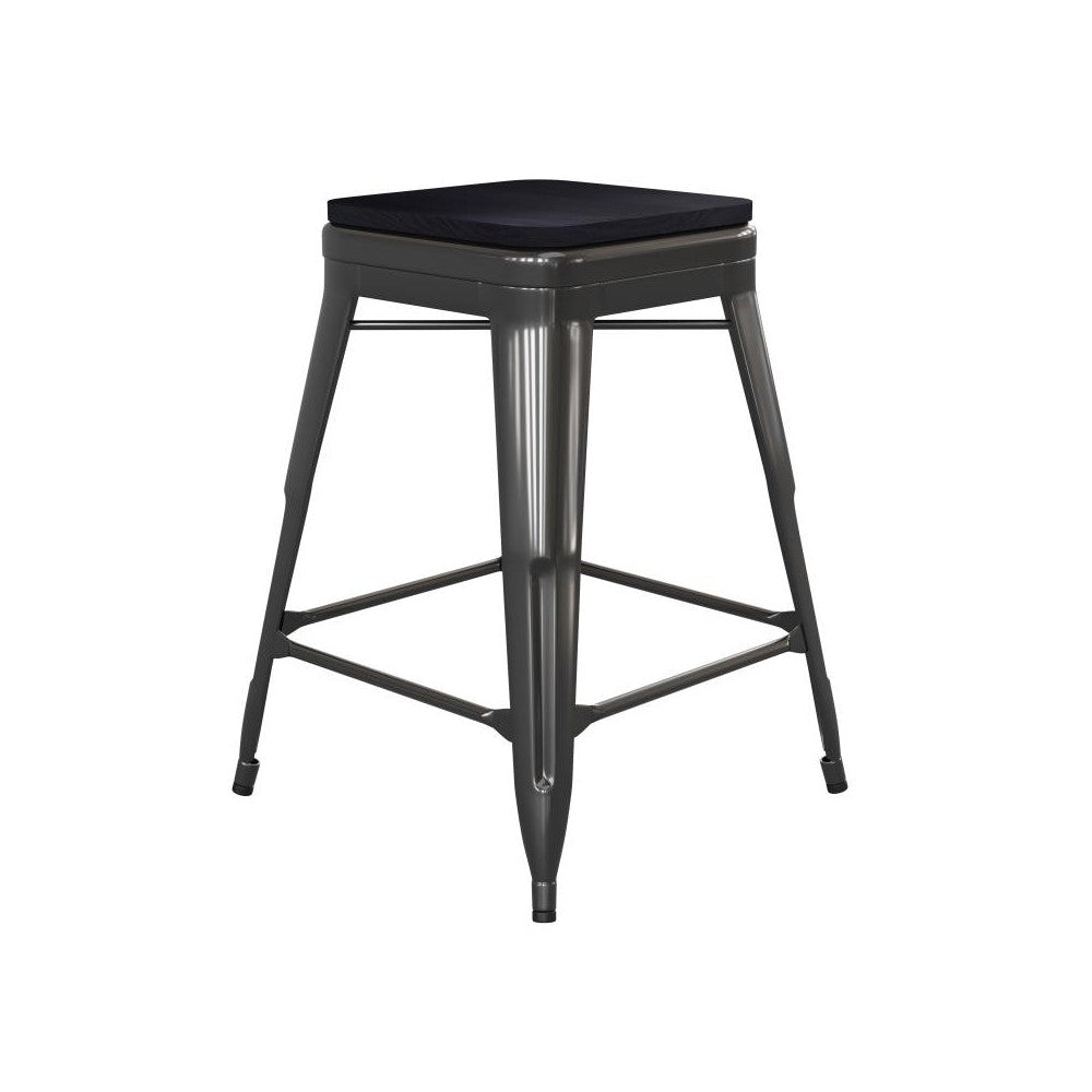 4PK 24" Black Stool-Black Seat