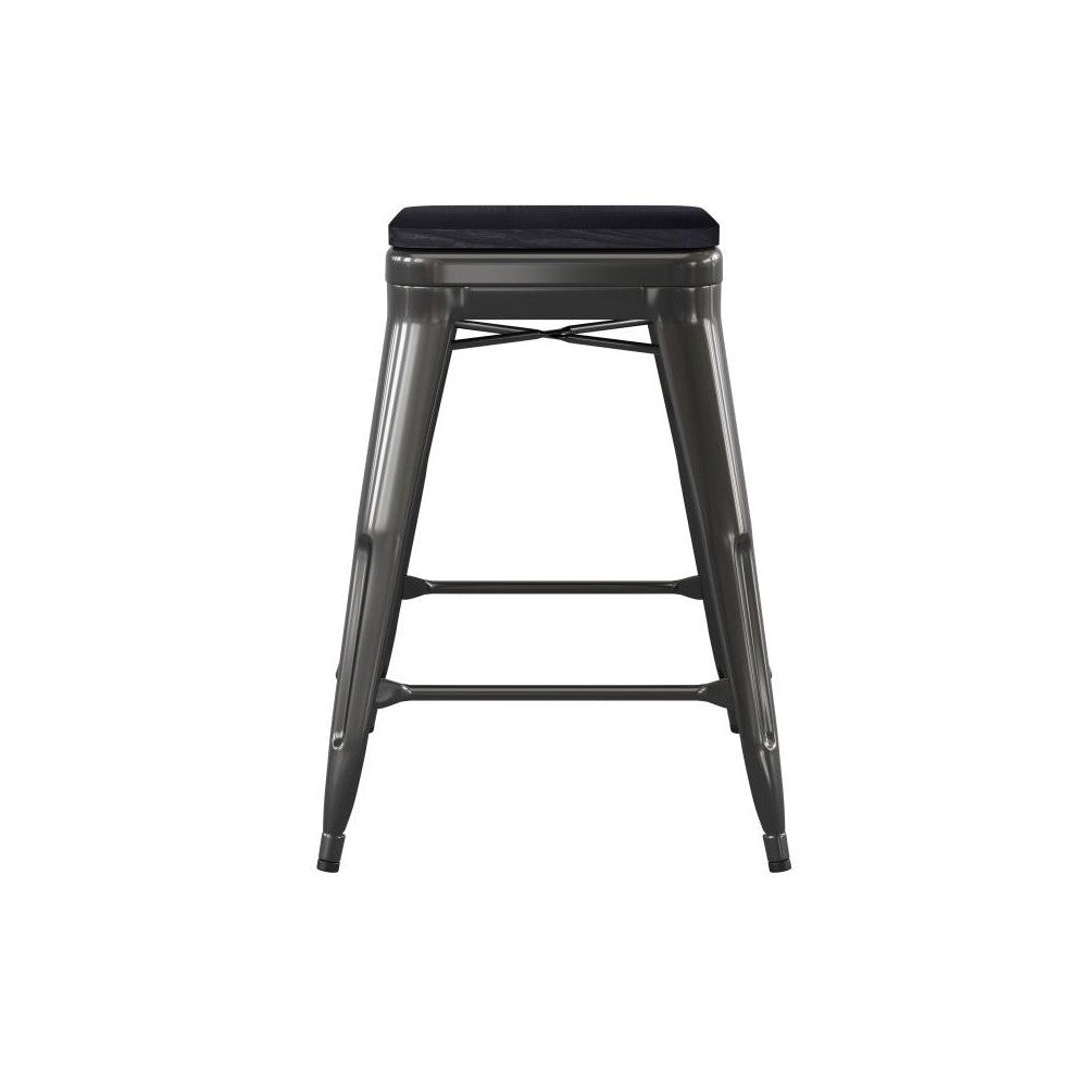 4PK 24" Black Stool-Black Seat