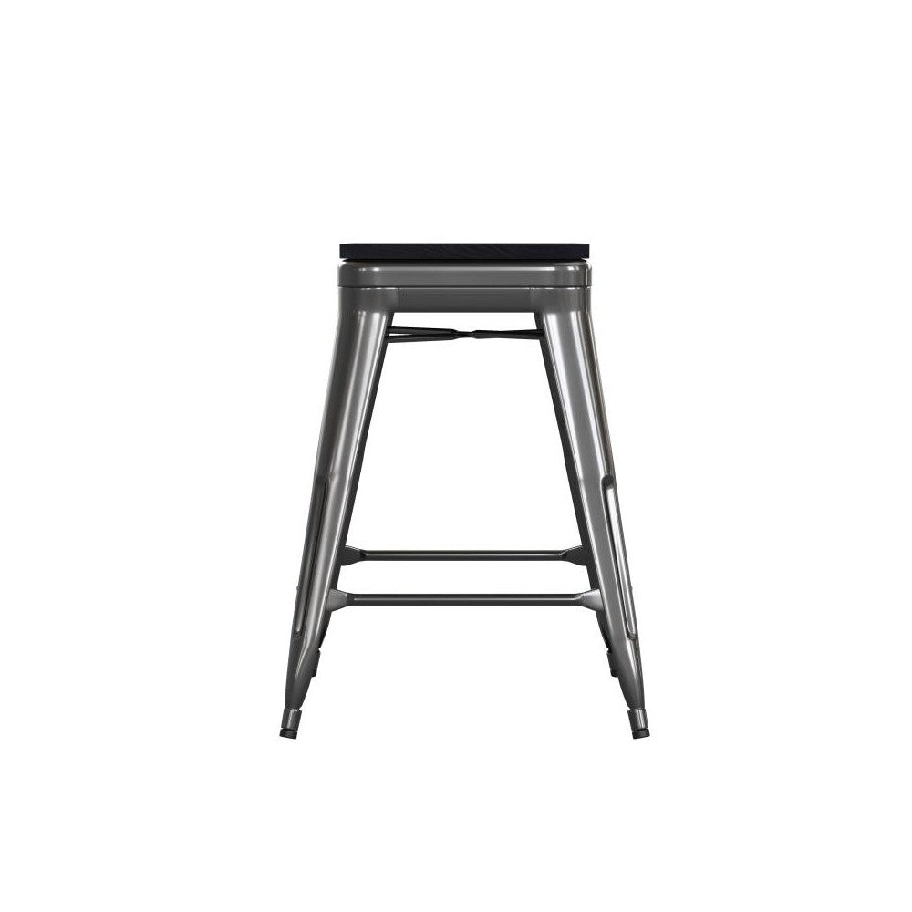 4PK 24" Black Stool-Black Seat