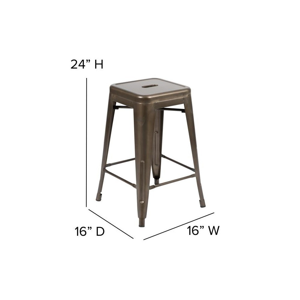 4PK 24" GN Stool-Black Seat