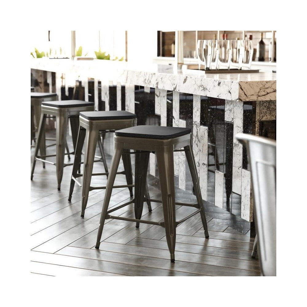 4PK 24" GN Stool-Black Seat