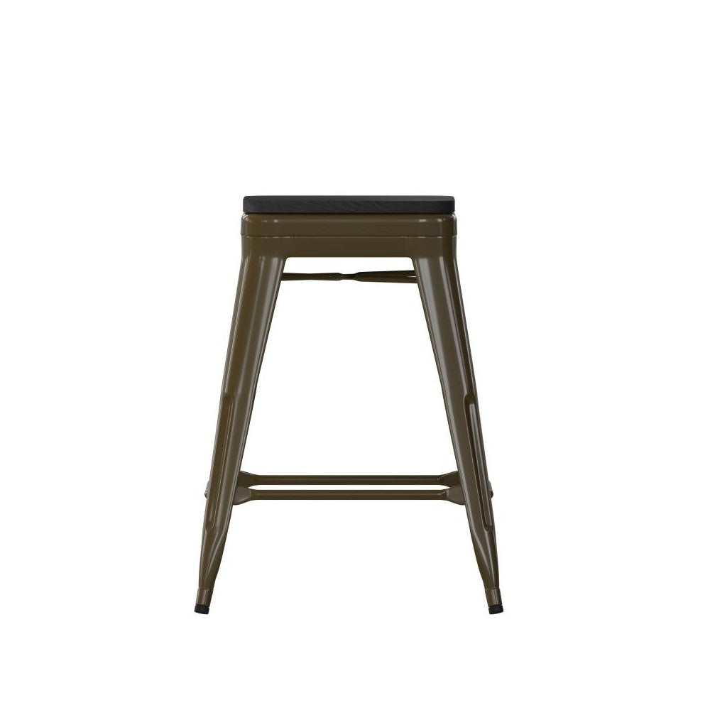 4PK 24" GN Stool-Black Seat