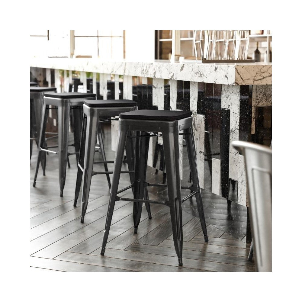 4PK 30" Black Stool-Black Seat