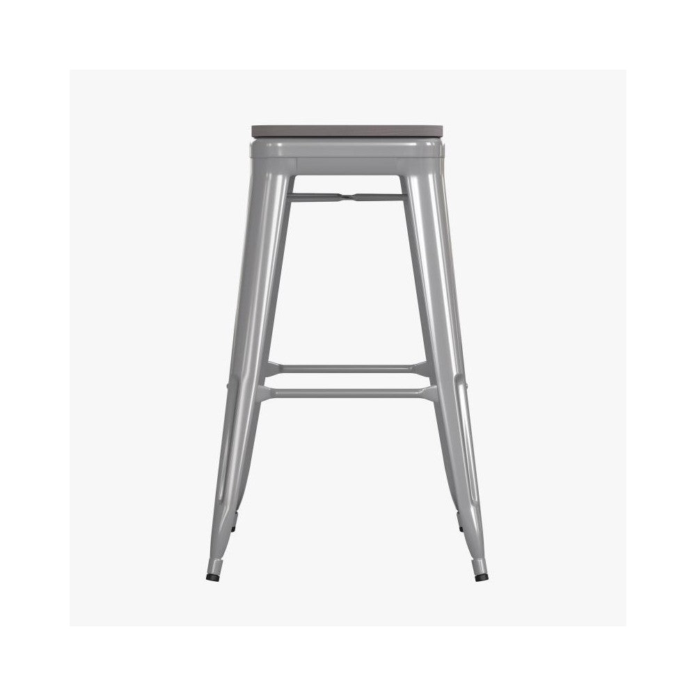 4PK 30" Silver Stool-Gray Seat