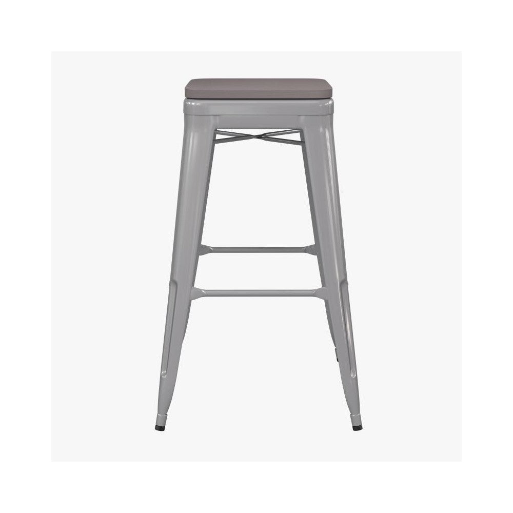 4PK 30" Silver Stool-Gray Seat