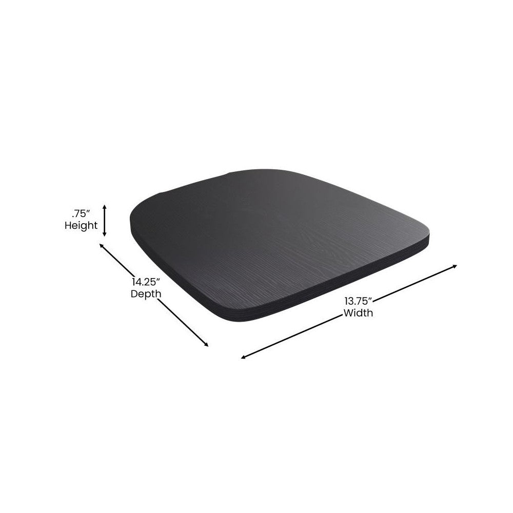 4PK Black Poly Resin Wood Square Seats