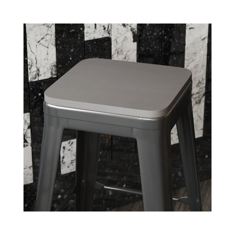 4PK Gray Poly Resin Wood Seats with Rounded Edges
