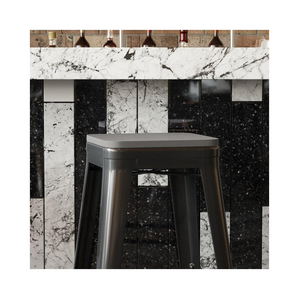 4PK Gray Poly Resin Wood Seats with Rounded Edges