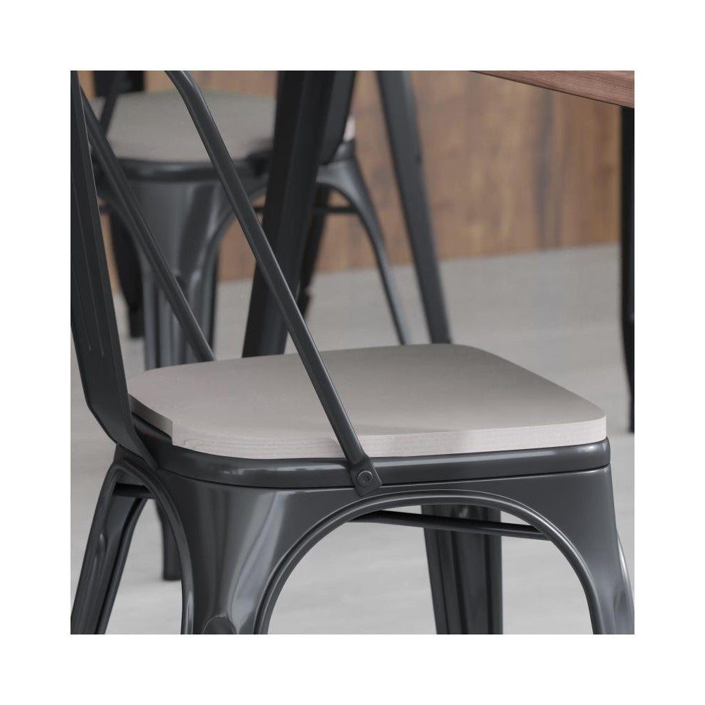 4PK Gray Poly Resin Wood Square Seats