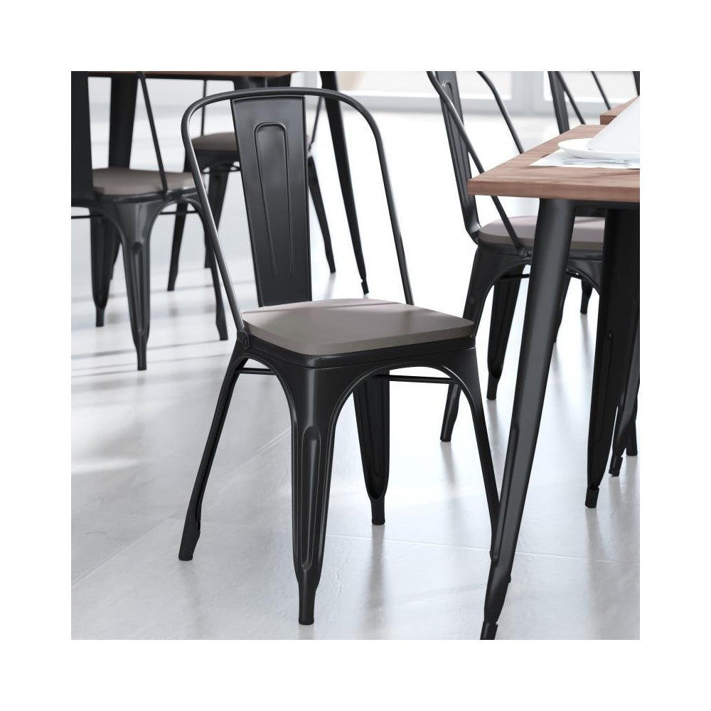 4PK Gray Poly Resin Wood Square Seats