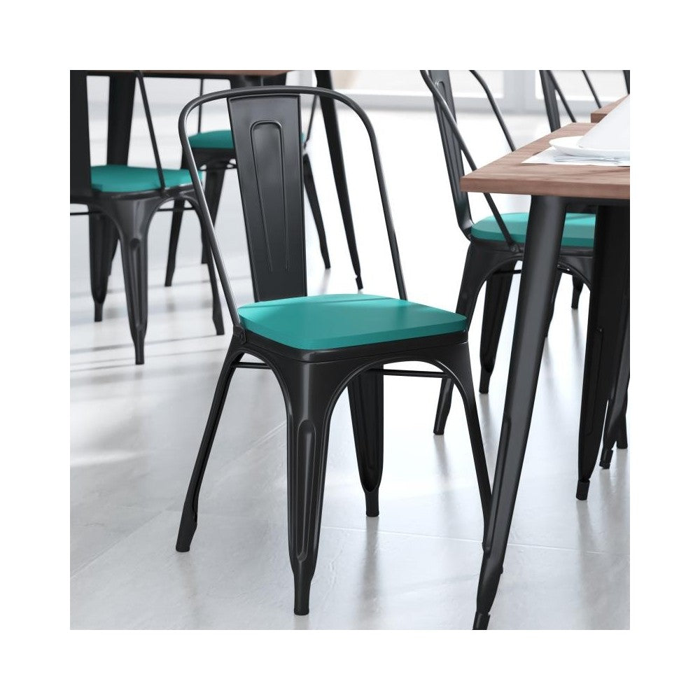 4PK Mint Poly Resin Wood Square Seats
