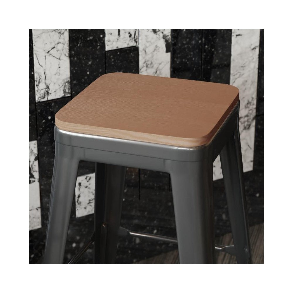 4PK Teak Poly Resin Wood Seats with Rounded Edges
