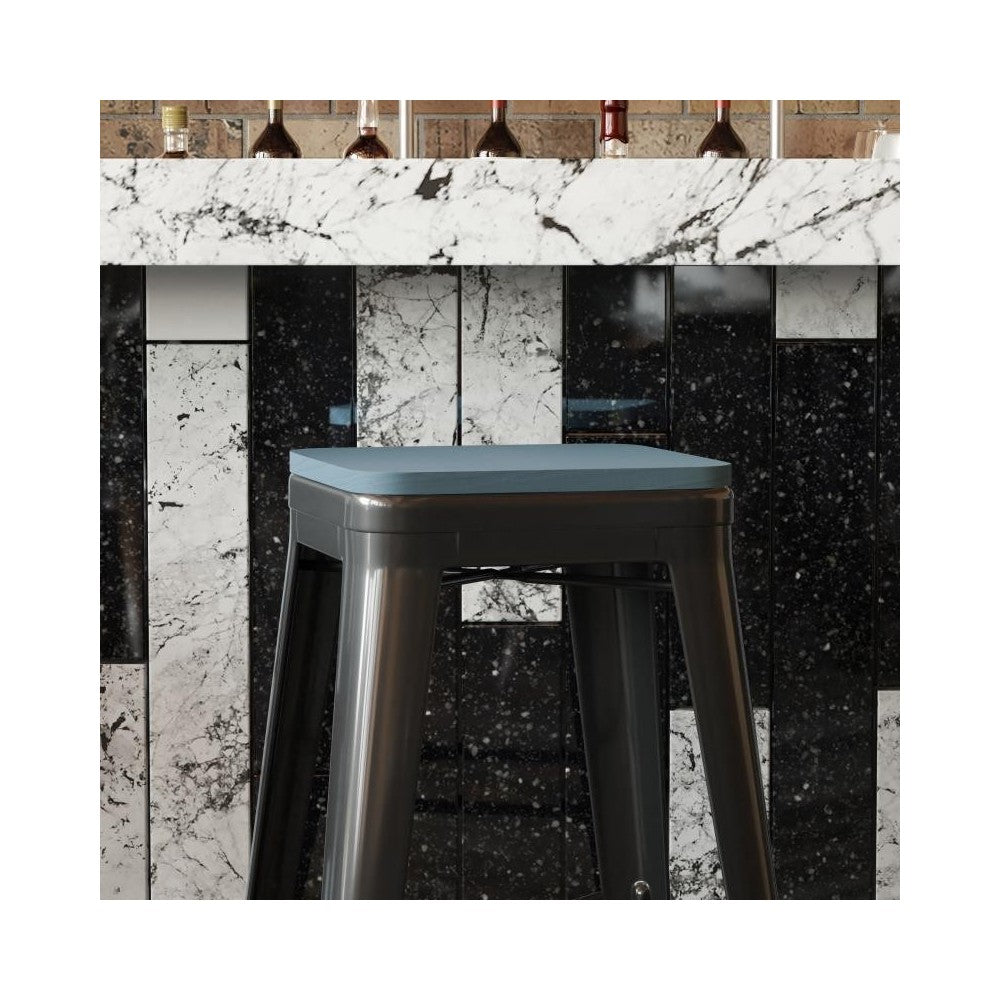 4PK Teal-BluePoly Resin Wood Seats with Rounded Edges