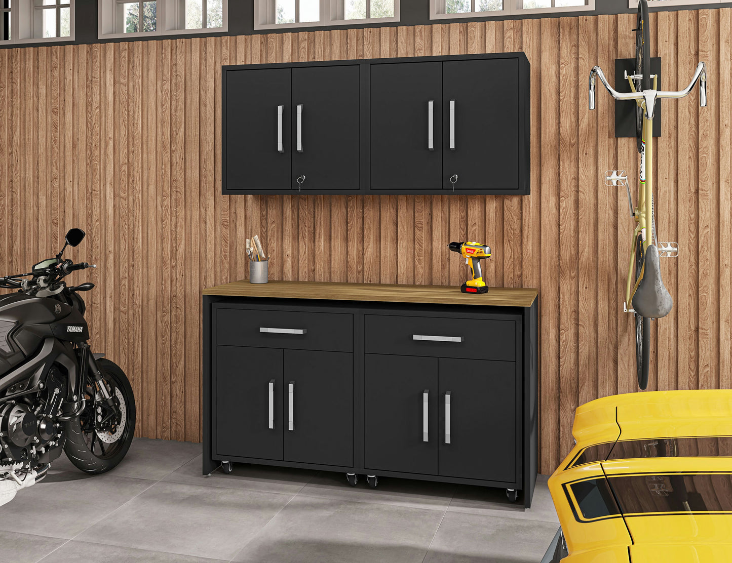 Eiffel 5-Piece Garage Storage Set in Matte Black