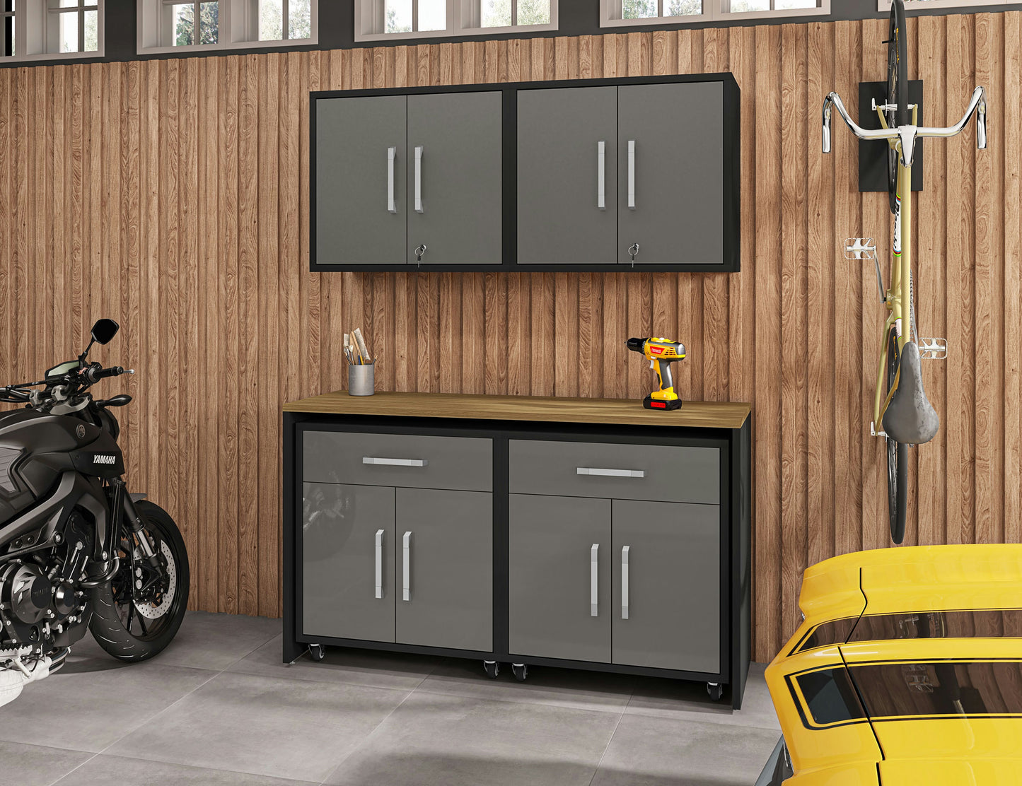 Eiffel 5-Piece Garage Storage Set in Matte Black and Grey