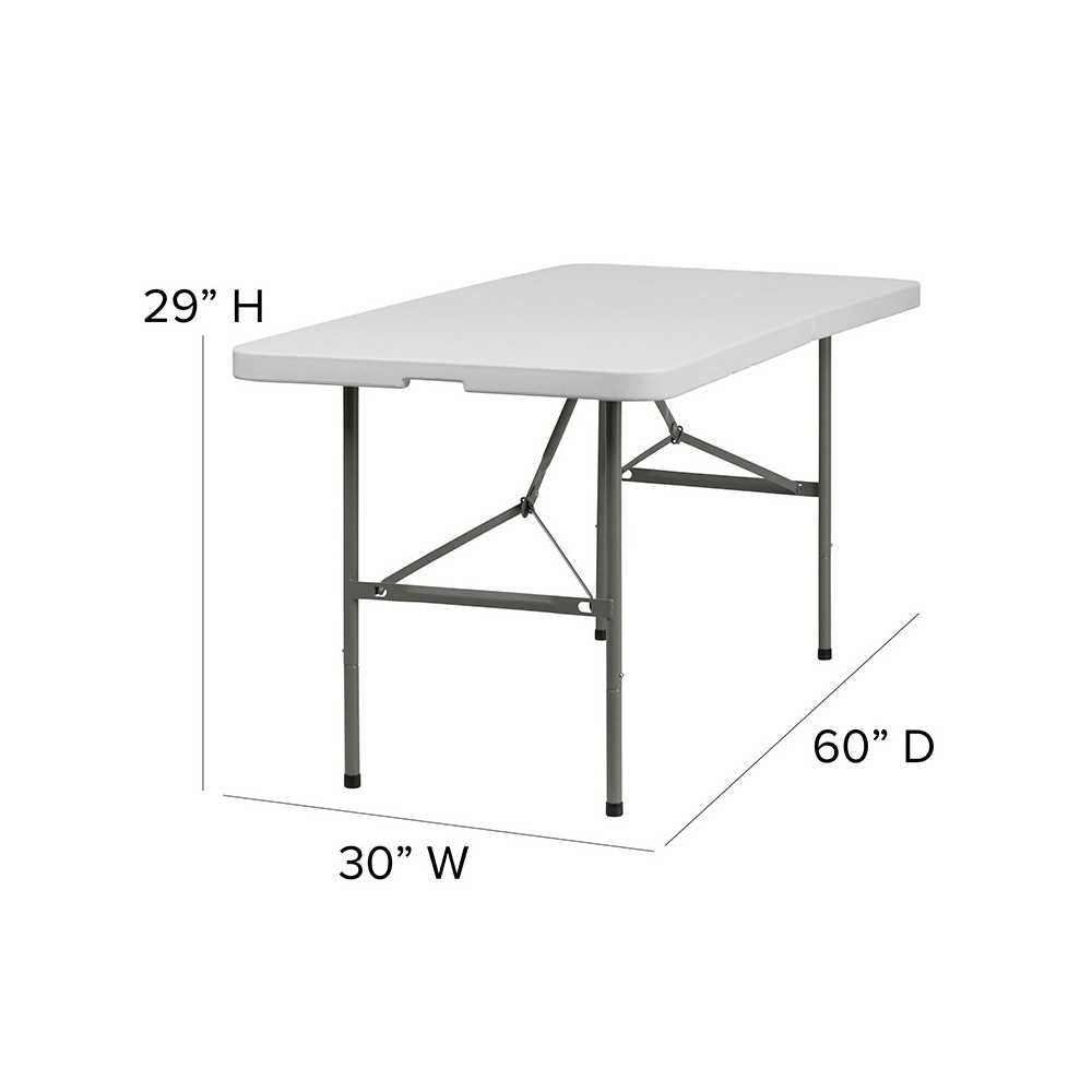 5-Foot Bi-Fold Granite White Plastic Folding Table