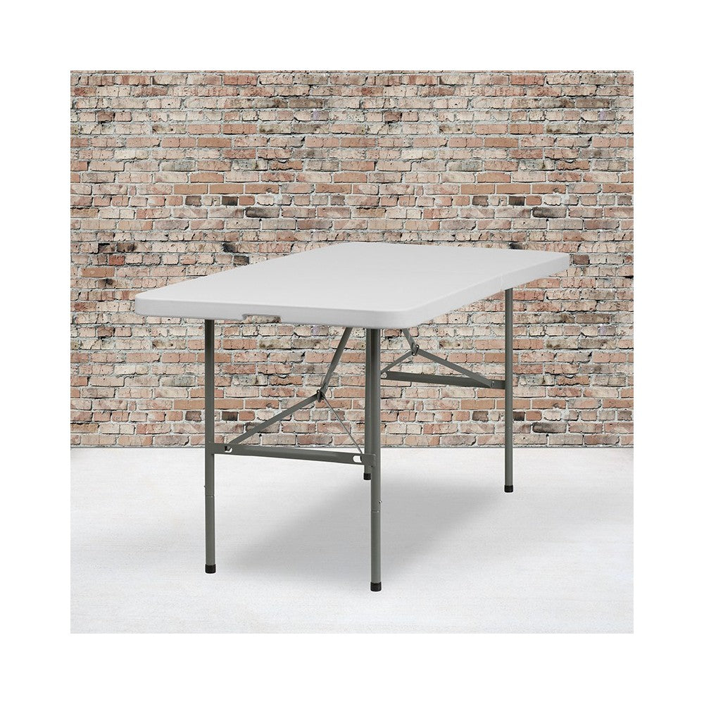 5-Foot Bi-Fold Granite White Plastic Folding Table