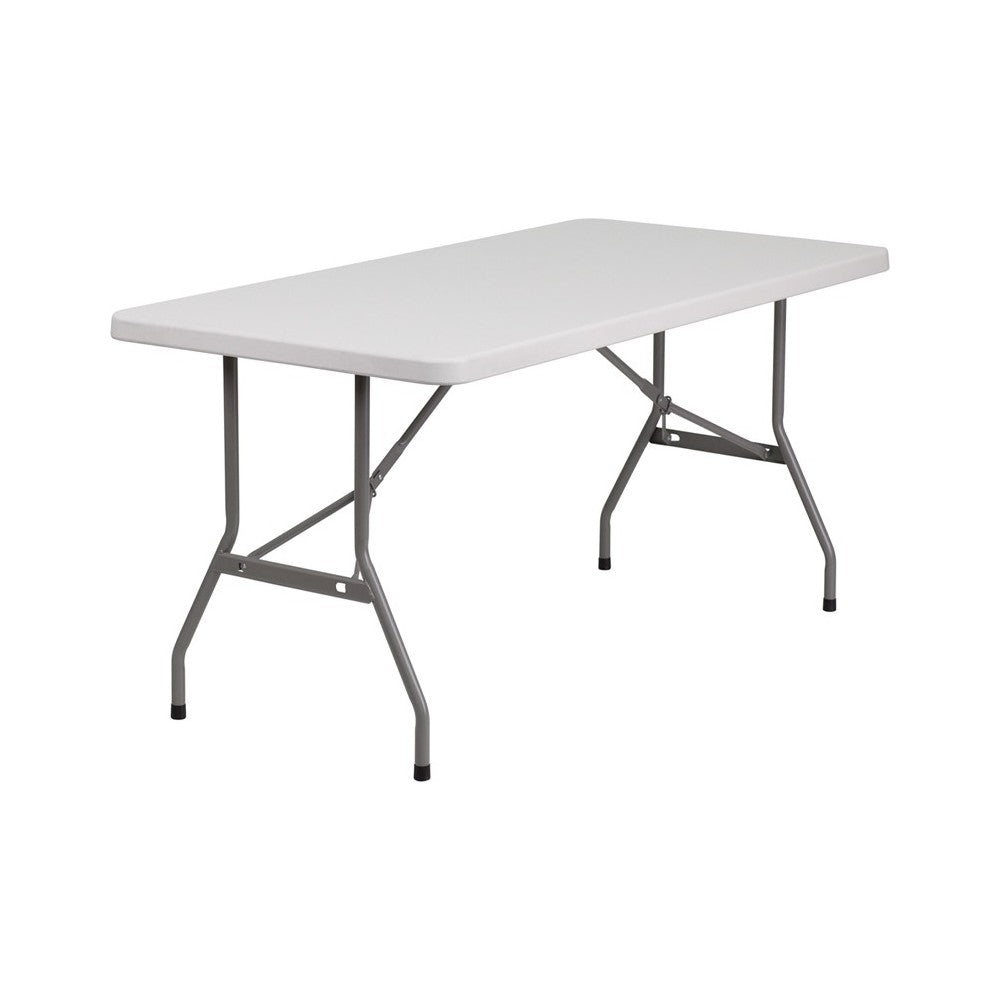 5-Foot Granite White Plastic Folding Table