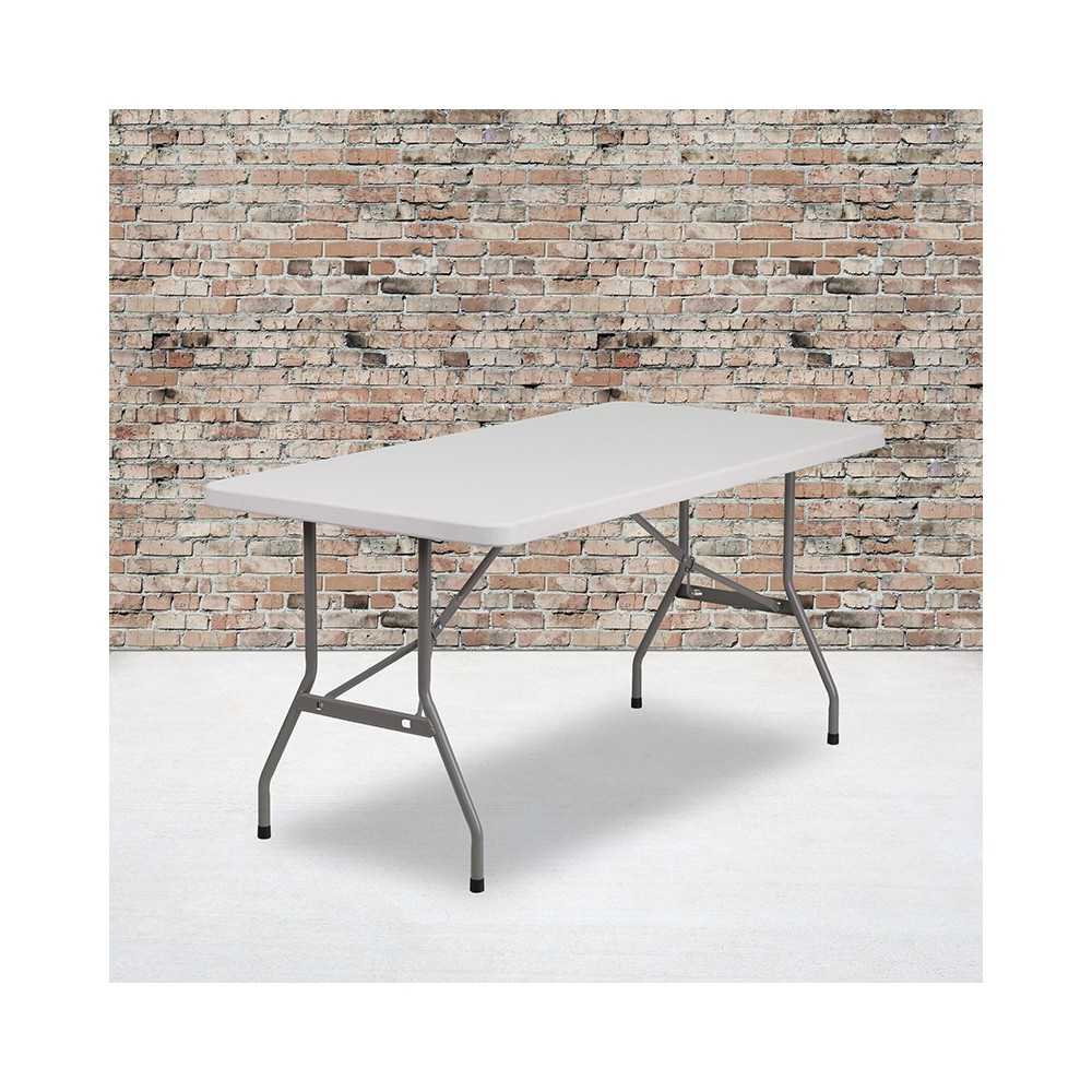 5-Foot Granite White Plastic Folding Table