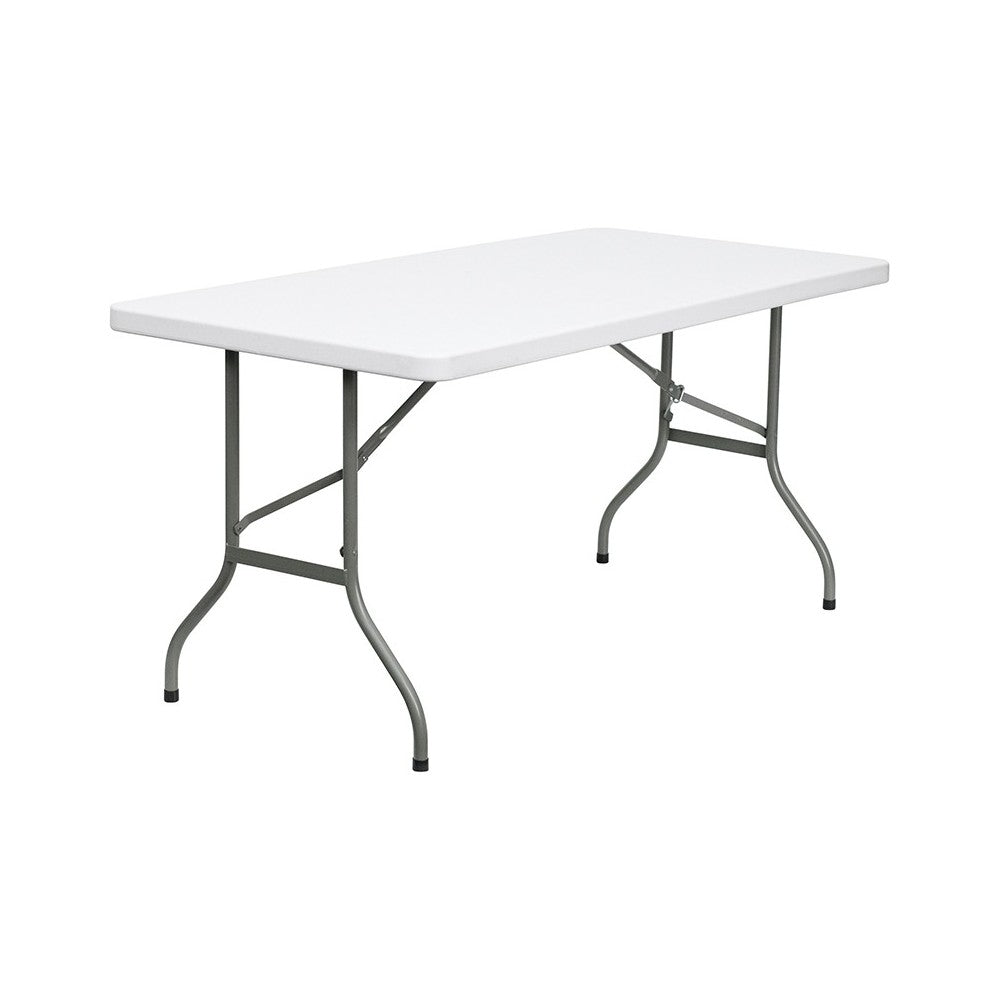 5-Foot Granite White Plastic Folding Table