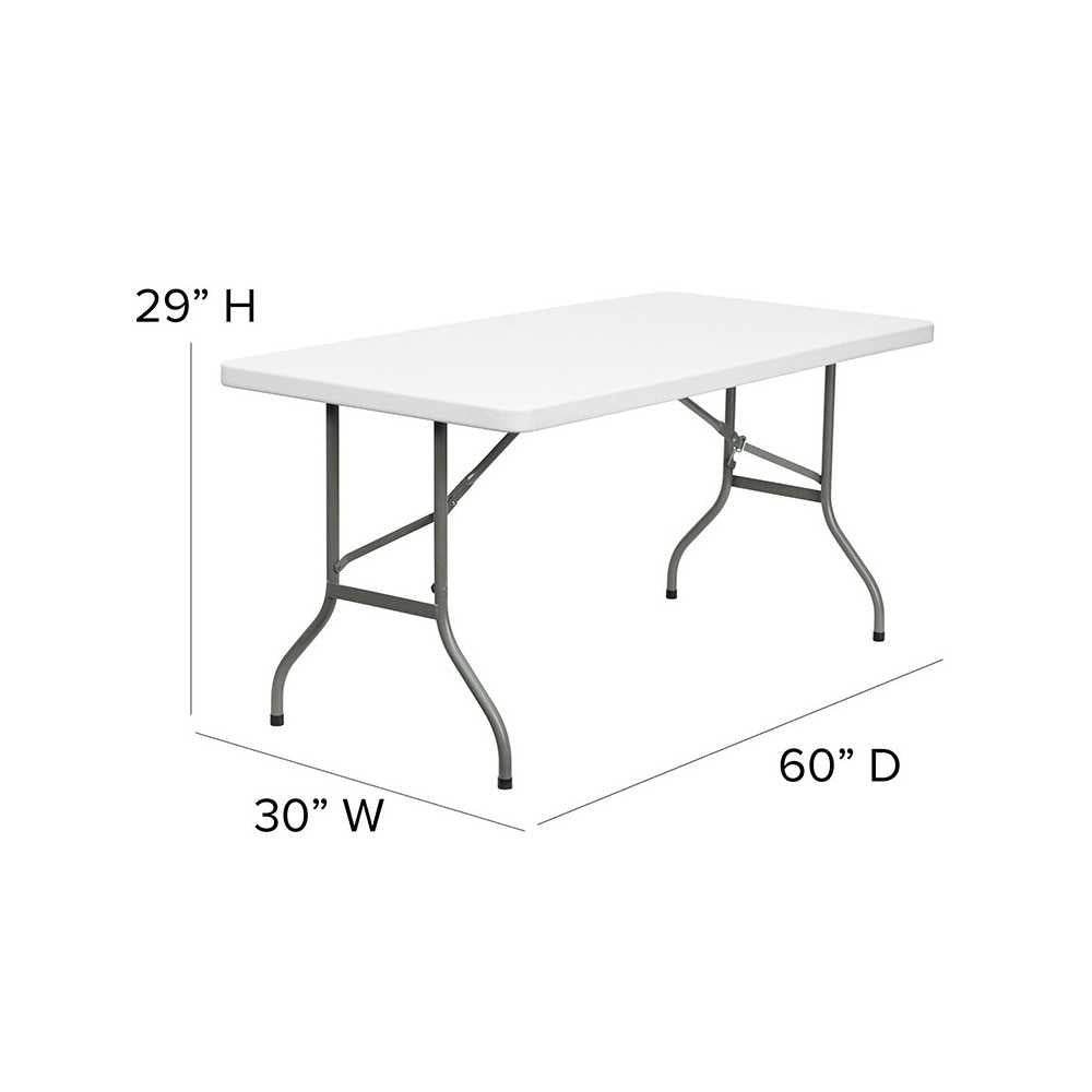 5-Foot Granite White Plastic Folding Table