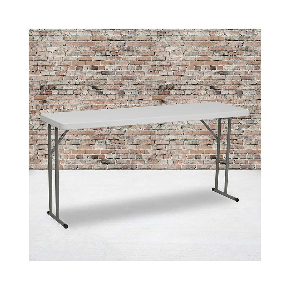 5-Foot Granite White Plastic Folding Training Table