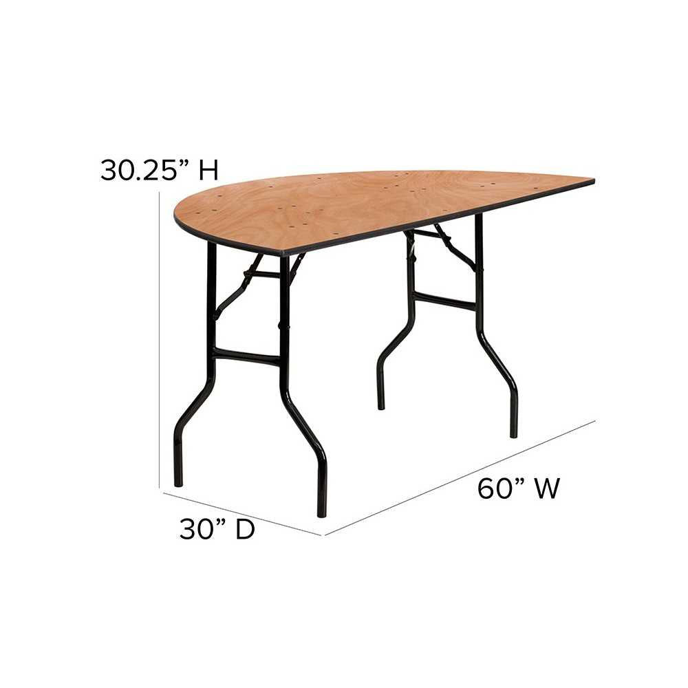 5-Foot Half-Round Wood Folding Banquet Table