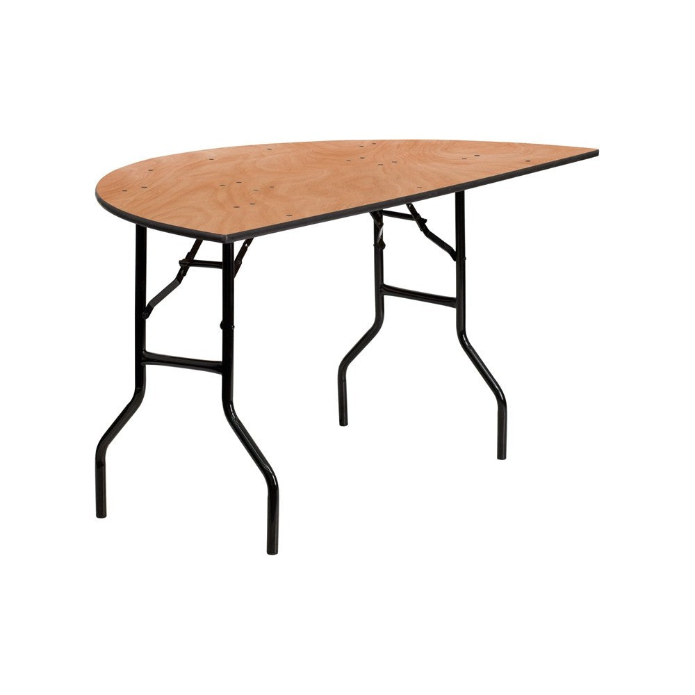 5-Foot Half-Round Wood Folding Banquet Table