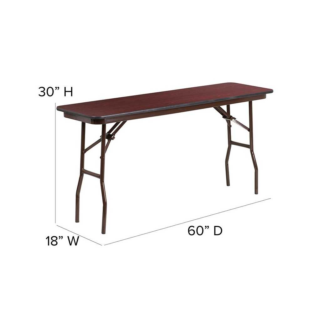 5-Foot Mahogany Melamine Laminate Folding Training Table