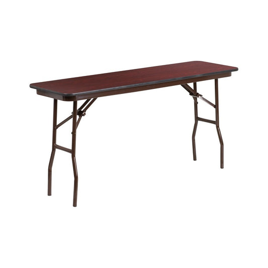 5-Foot Mahogany Melamine Laminate Folding Training Table