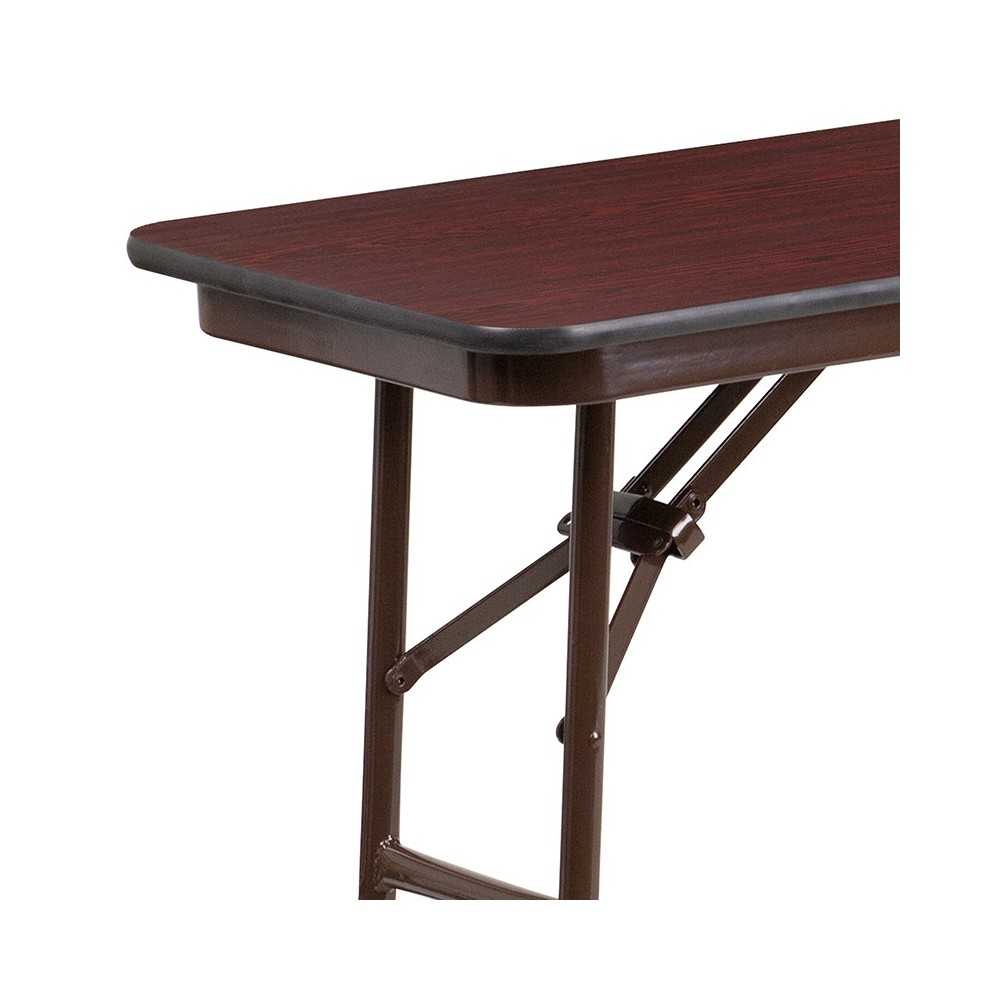 5-Foot Mahogany Melamine Laminate Folding Training Table