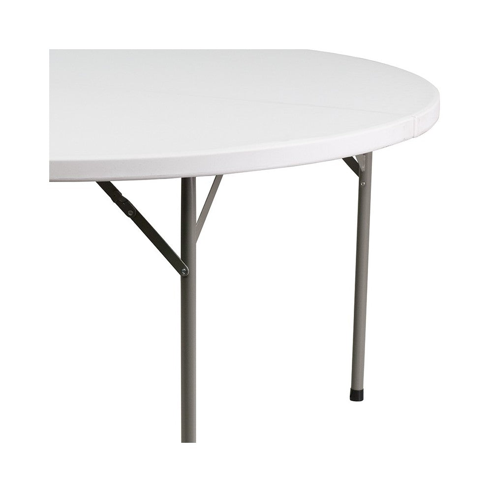 5-Foot Round Granite White Plastic Folding Table