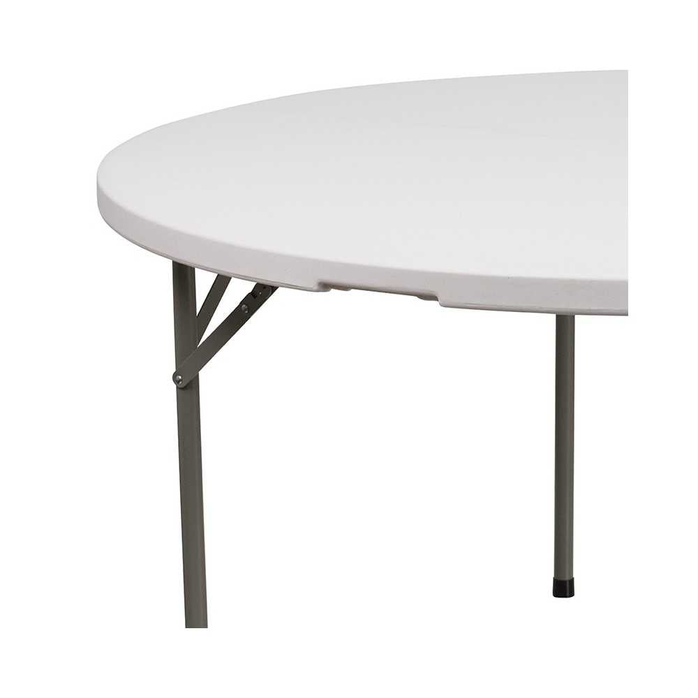 5-Foot Round Granite White Plastic Folding Table