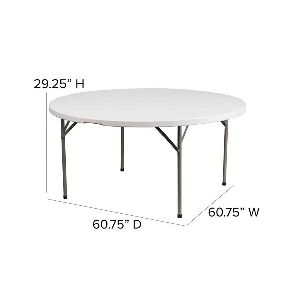 5-Foot Round Granite White Plastic Folding Table