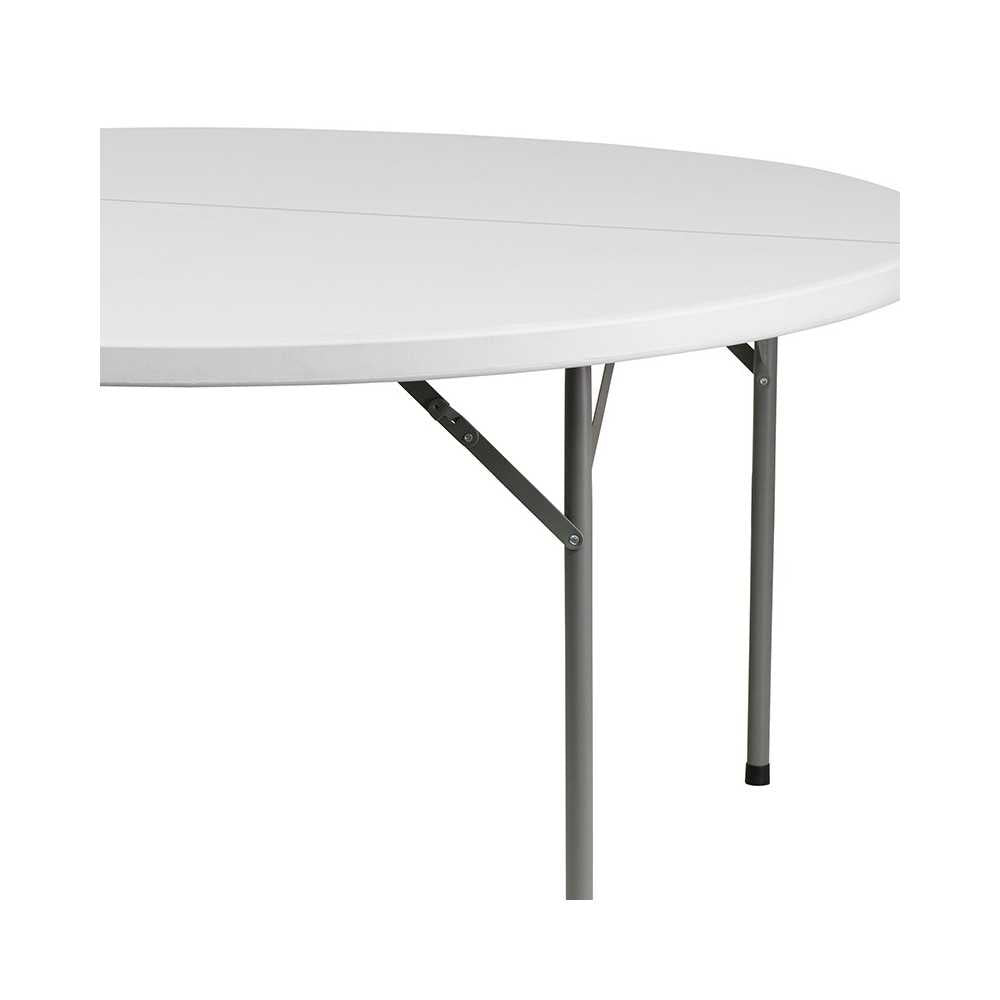 5-Foot Round Granite White Plastic Folding Table