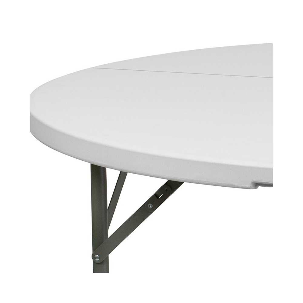 5-Foot Round Granite White Plastic Folding Table