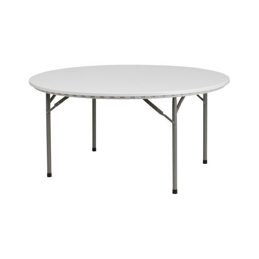 5-Foot Round Granite White Plastic Folding Table