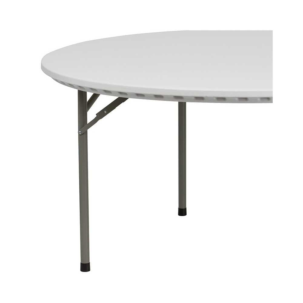 5-Foot Round Granite White Plastic Folding Table