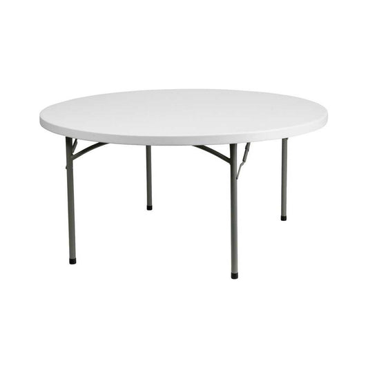 5-Foot Round Granite White Plastic Folding Table