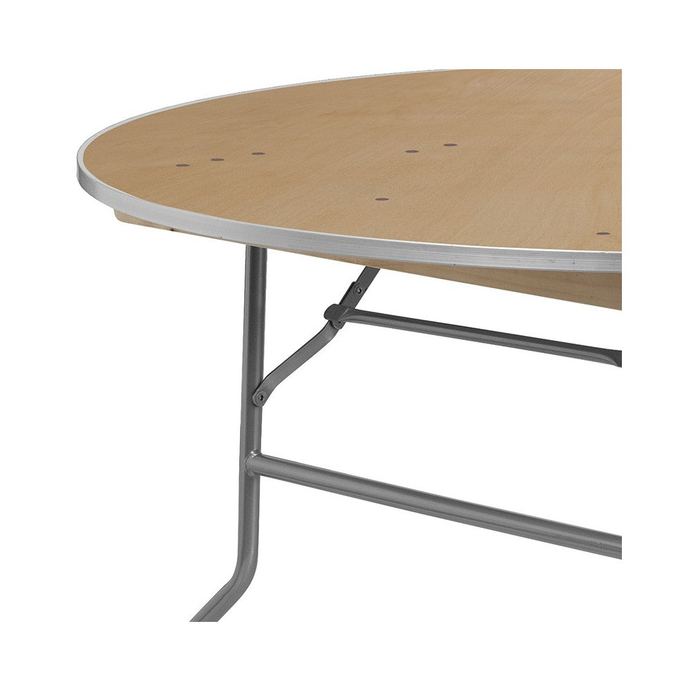 5-Foot Round HEAVY DUTY Birchwood Folding Banquet Table with METAL Edges