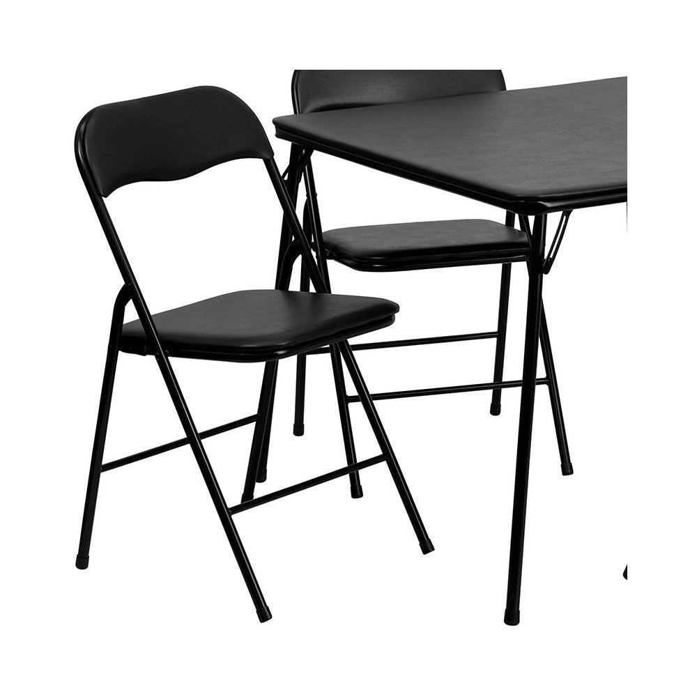 5 Piece Black Folding Card Table and Chair Set