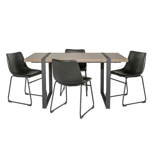 5-Piece Dining Table Set - Driftwood/Black