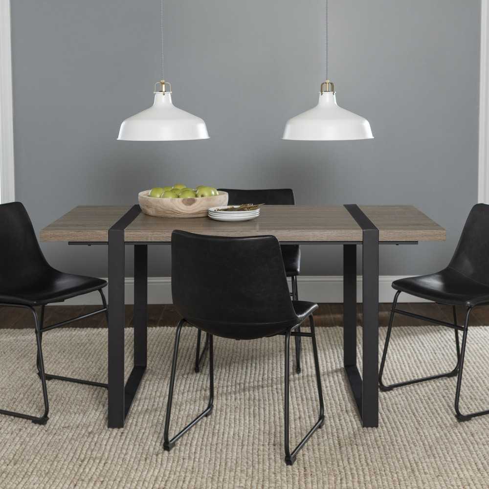 5-Piece Dining Table Set - Driftwood/Black